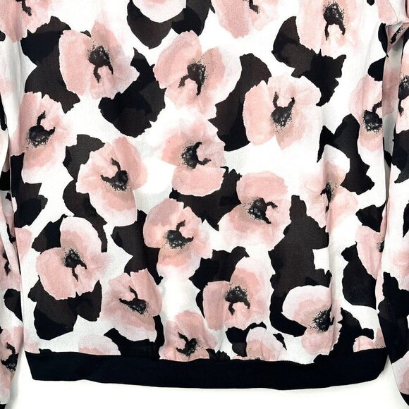 Dynamite Pullover Blouse Pink Black Floral Women Size XS Sheer Long Sleeve - Picture 4 of 11